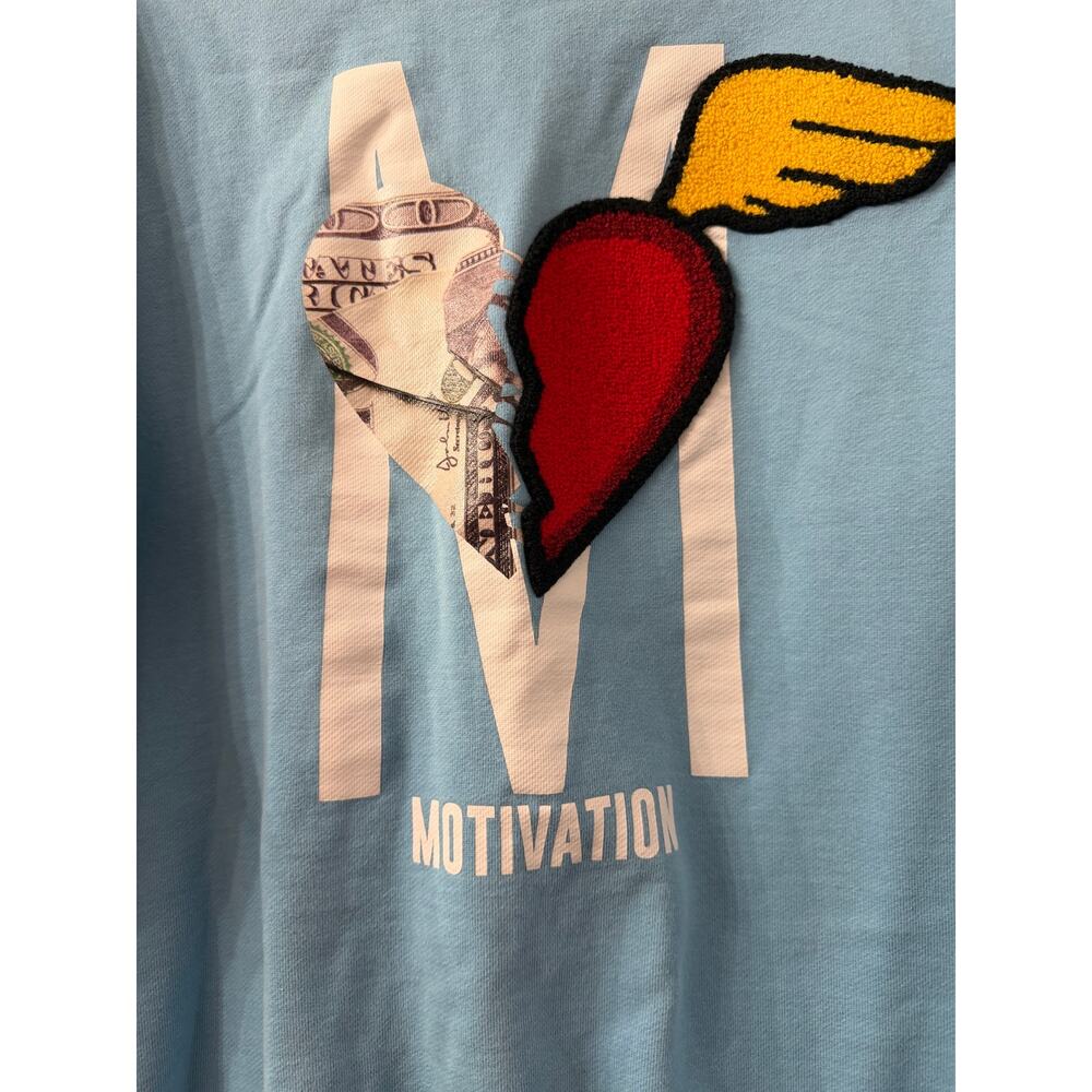 Fifth Loop crewneck sweatshirt split heart money texture  "Motivation" sz Large